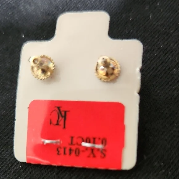 Men's Gold Vermeil Square Diamond Earrings 0.10CTW